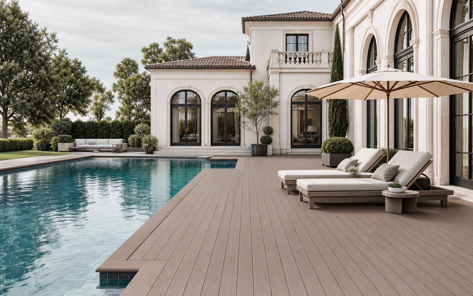 Co-extrusion BPC pool deck at a luxury villa terrace