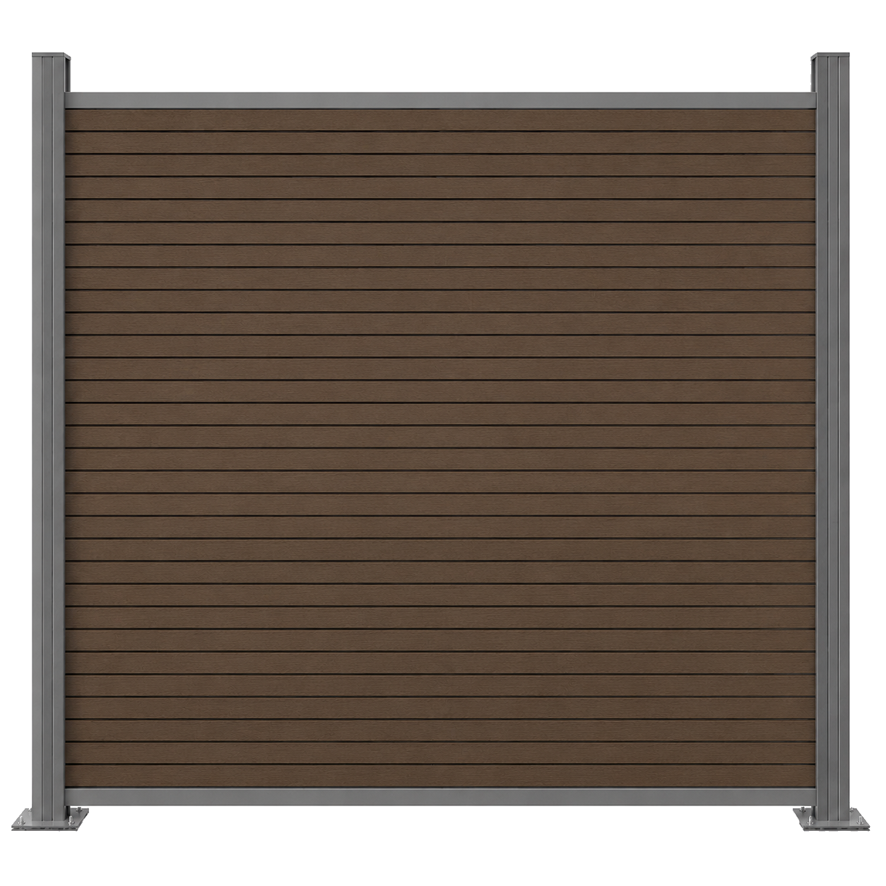 Microline horizontal composite fence panel in taupe wood-plastic composite