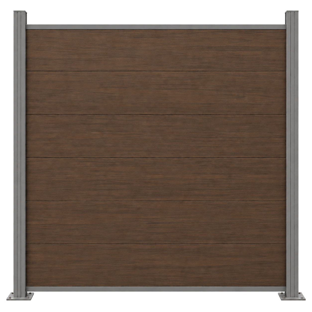 Wide board composite privacy fence panel with aluminum posts