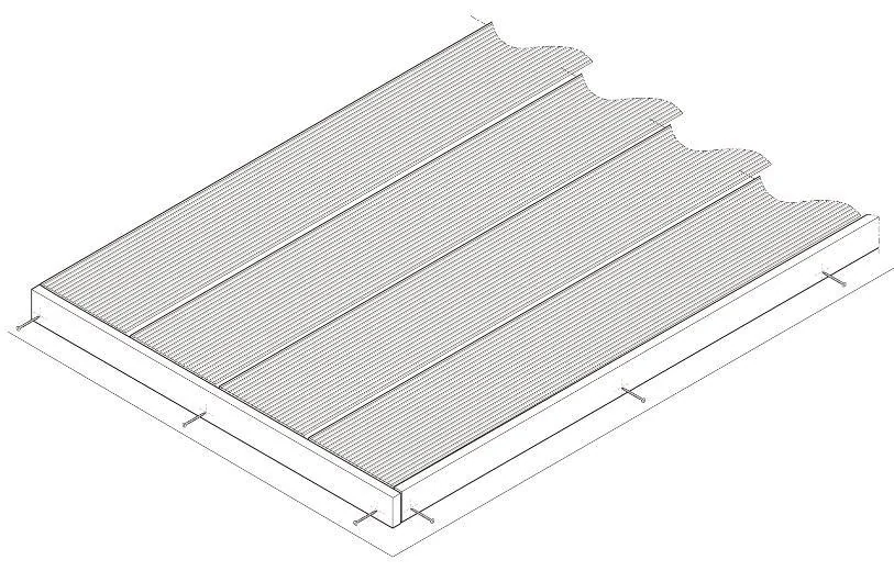 Diagram showing WPC decking edge trim finishing the perimeter