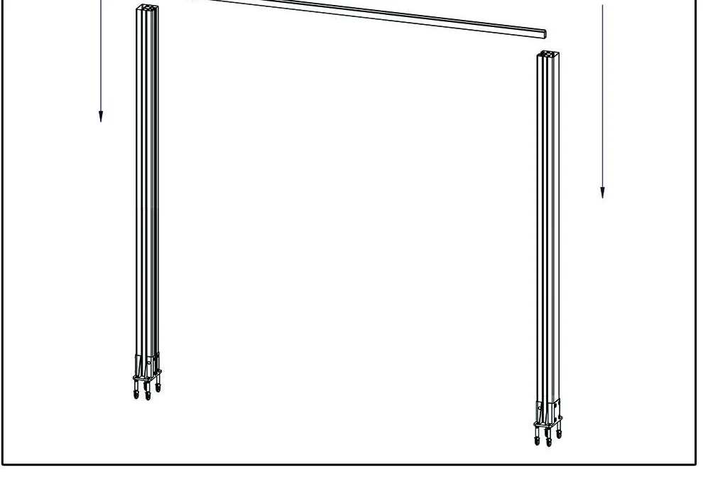 Diagram showing bottom rails placed horizontally between WPC fence posts